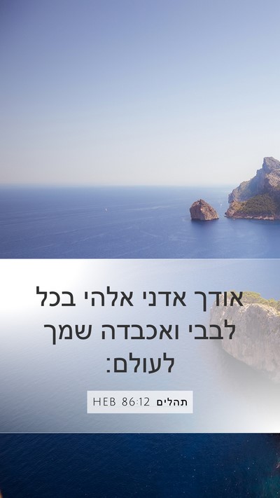 תהלים 86:12 HEB Bible Verse Image